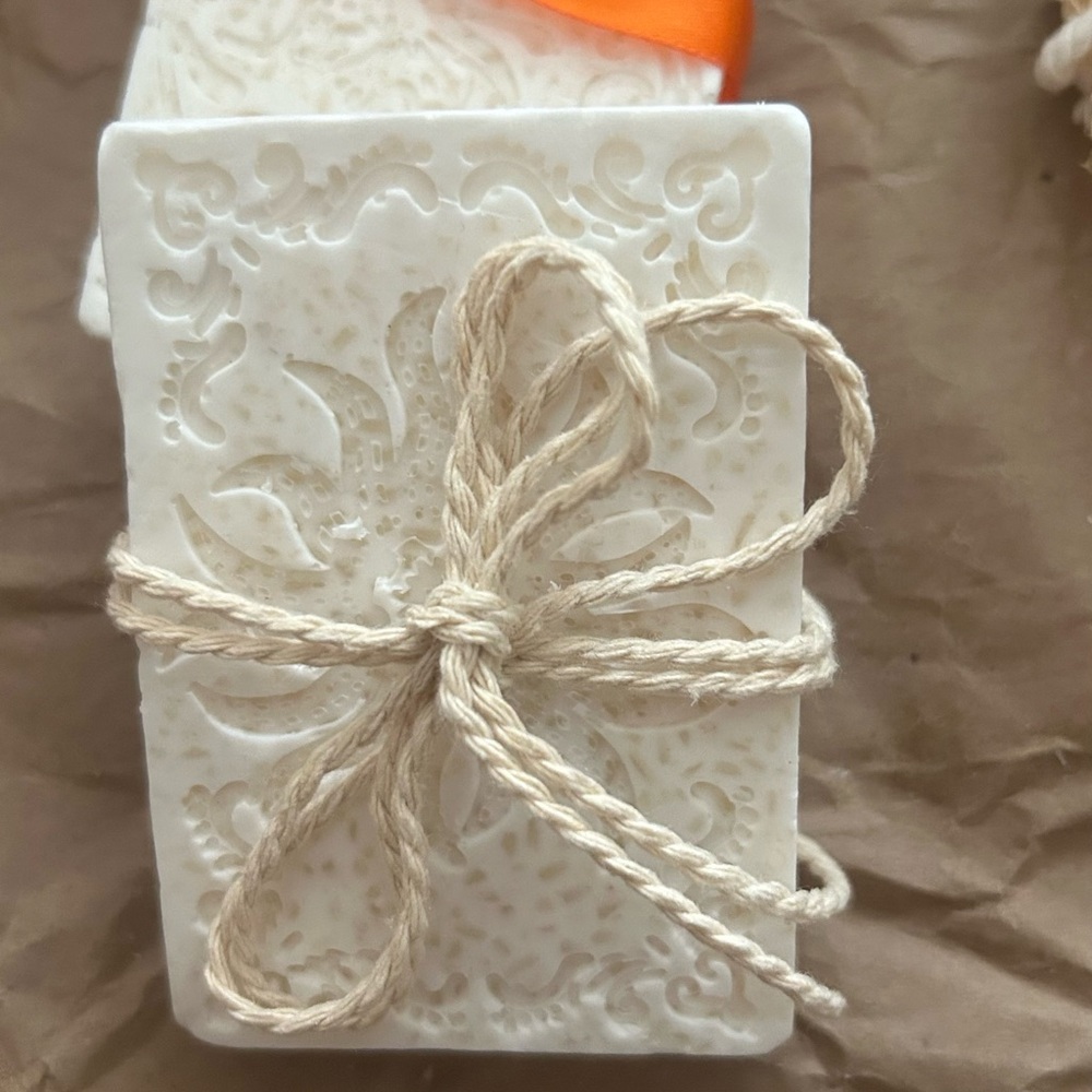 Intricate Cream Decorative Soap with Bow